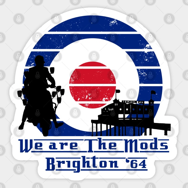 We Are the Mods Brighton '64 Scooter RAF Roundel Sticker by Surfer Dave Designs